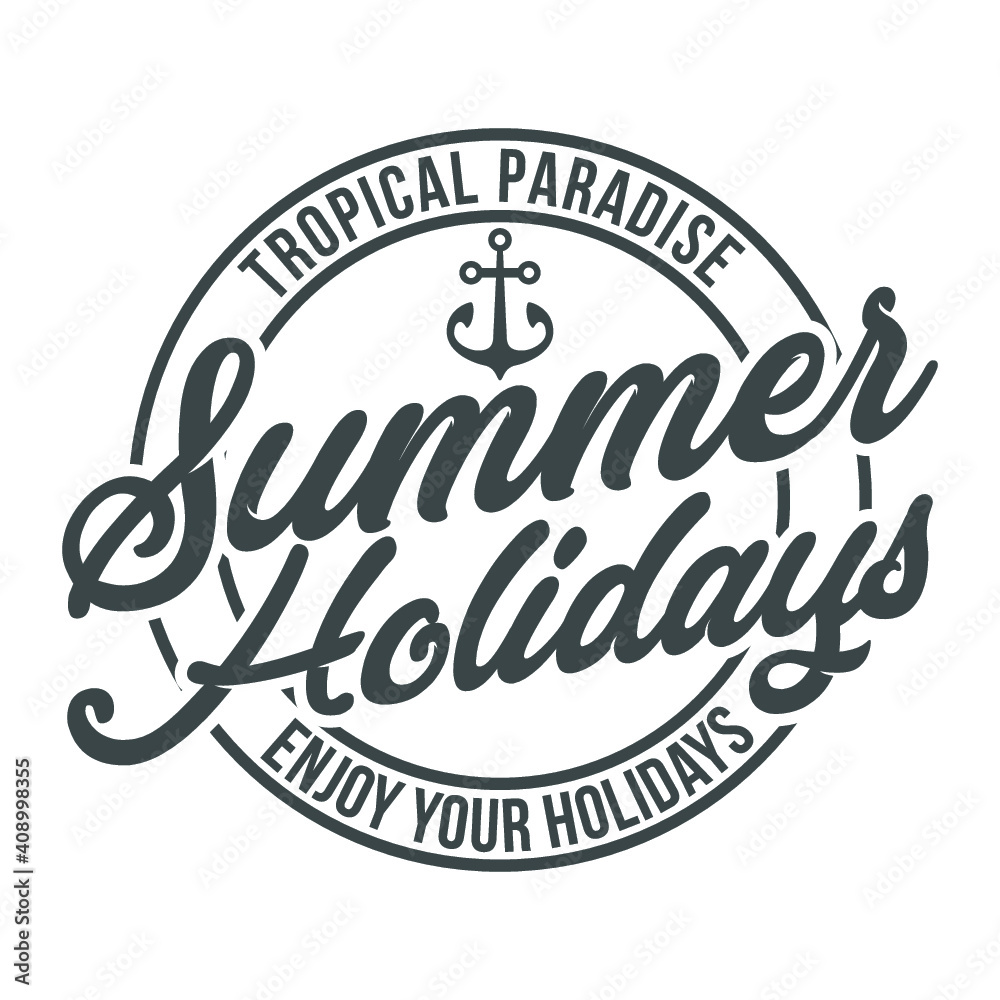 Summer emblem vector. Summer holidays labels.