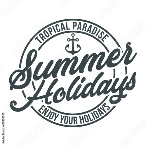 Summer emblem vector. Summer holidays labels.