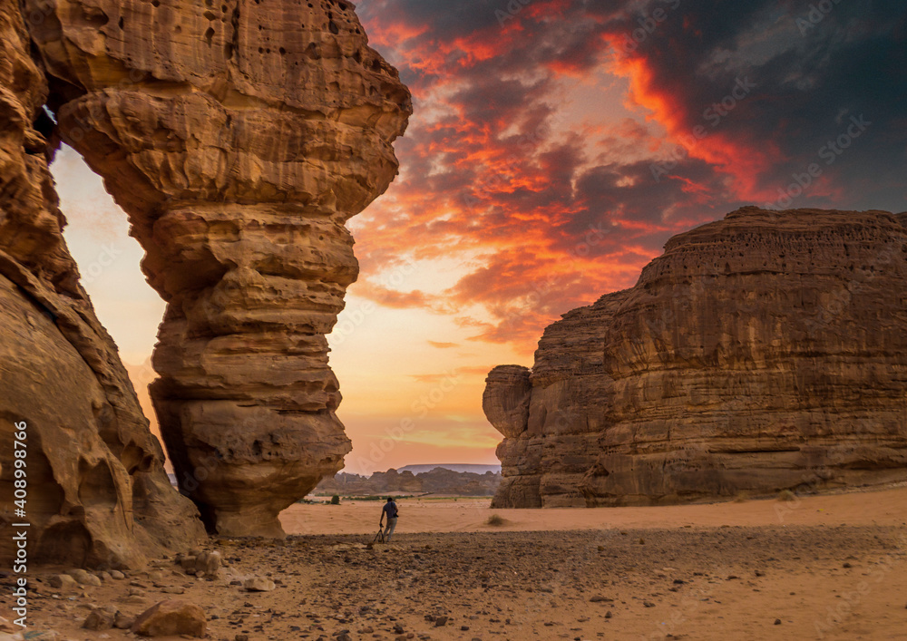 Artistic rock mountains of  Al Ula Saudi Arabia - obrazy, fototapety, plakaty 