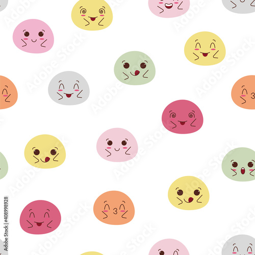 Colorful kawaii mochi seamless pattern