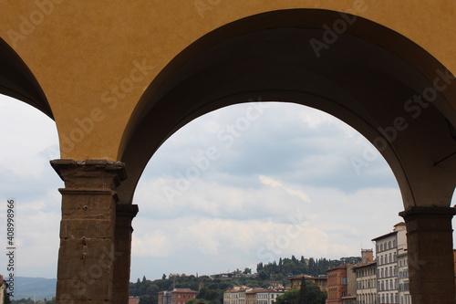 Italian city. Ancient architecture  sculpture. The national colors.