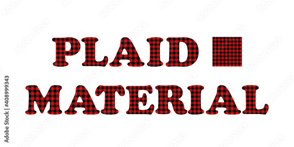 Fashion letters from black and red checkered fabric for applique, printing on fabric, sewing, scrapbooking. Vector illustration.