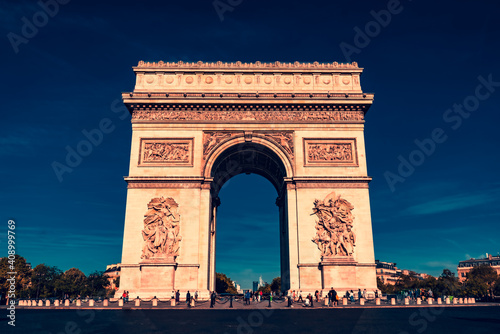 View of the Arc de Triomphe in Paris