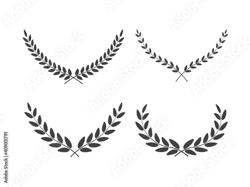Set of wide laurel wreaths vectors of different shapes isolated on white background