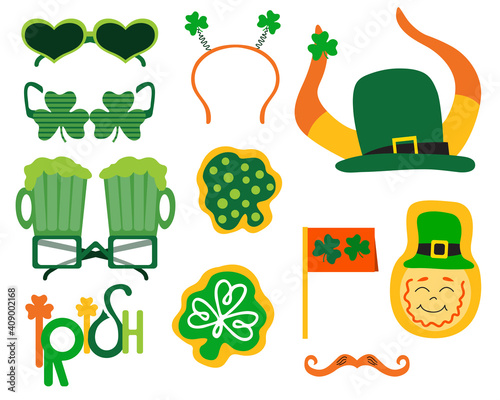 St. Patrick's Day design elements set. Vector flat illustration