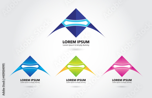 Triangle abstract vector logo design template for Business Technology Hi-tech Science network and communication concept icon