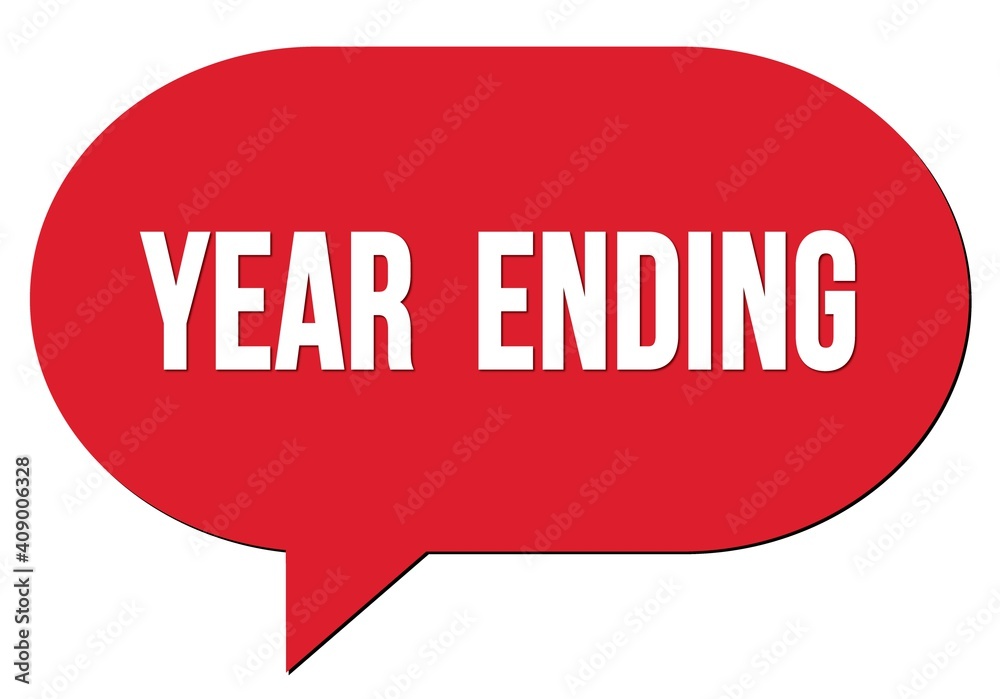 YEAR  ENDING text written in a red speech bubble