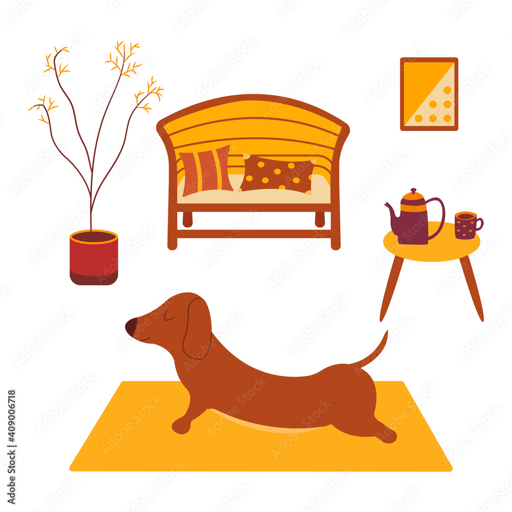Dachshund Practices Yoga Back Bending On Yoga Mat Yoga Dog Relaxation