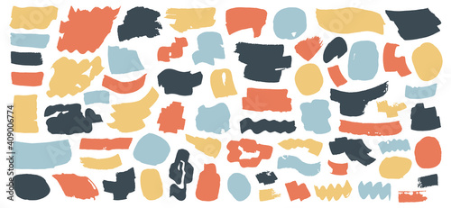 Social media label brush stroke backgrounds, paint or ink smudges vector for tags and stamps design