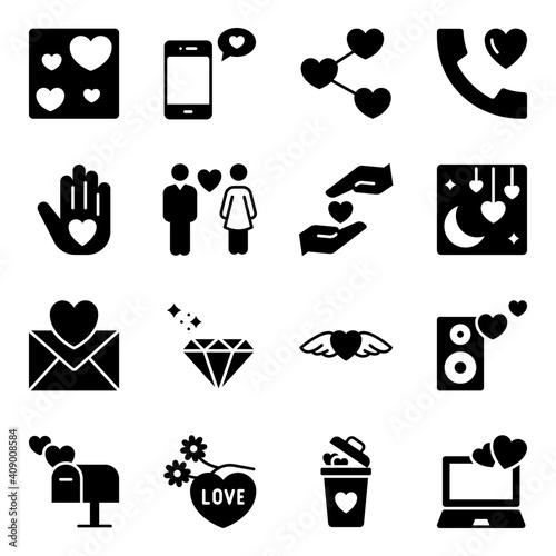 Pack of Valentine Day Solid Icons 