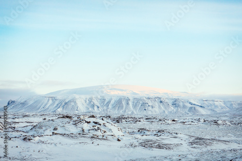 Langjokull glacier from a distance, landmark in Iceland © Zanete