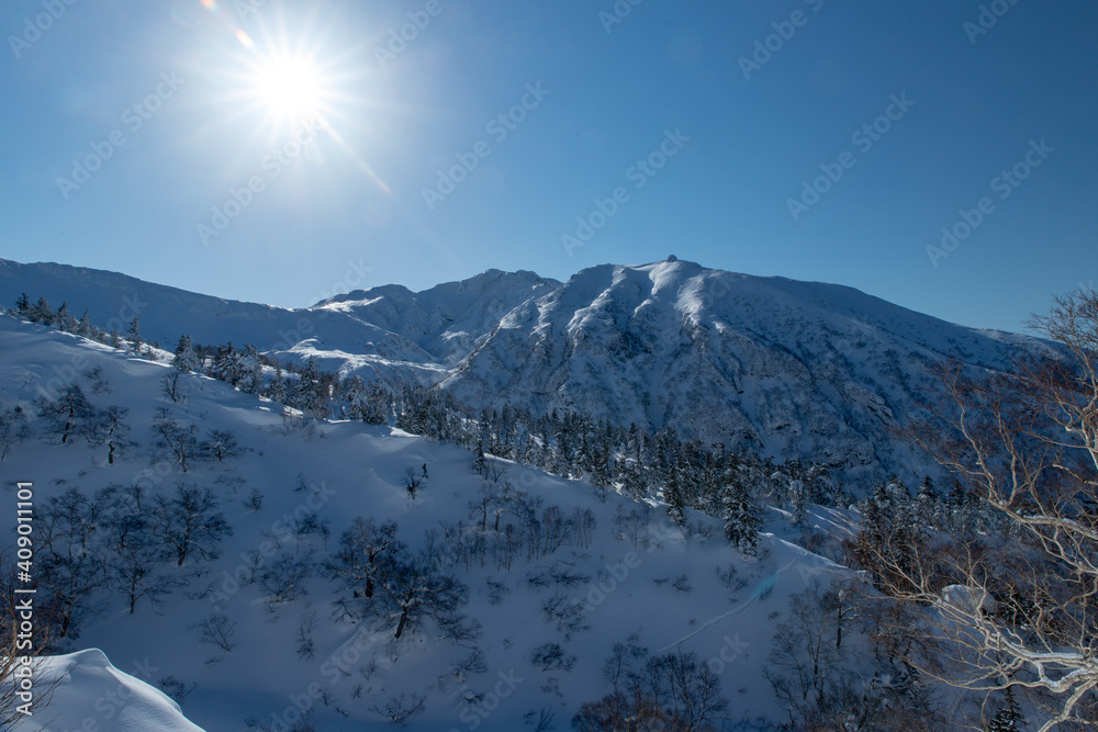 Fototapeta premium 北海道 十勝岳連峰の冬の風景