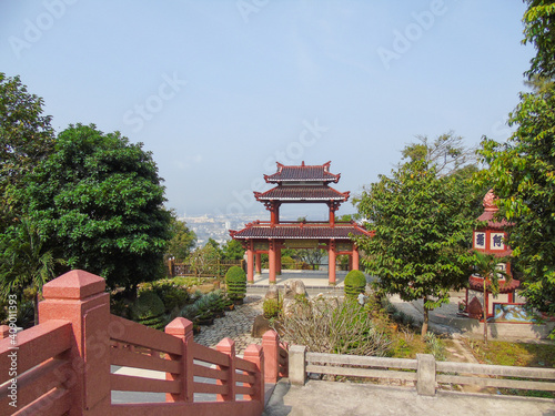 the gate of a temple in the mountains