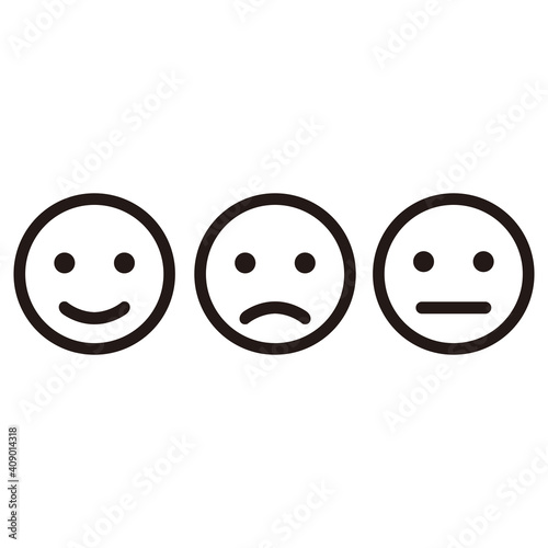 Smiley emoticons icon positive, neutral and negative .
