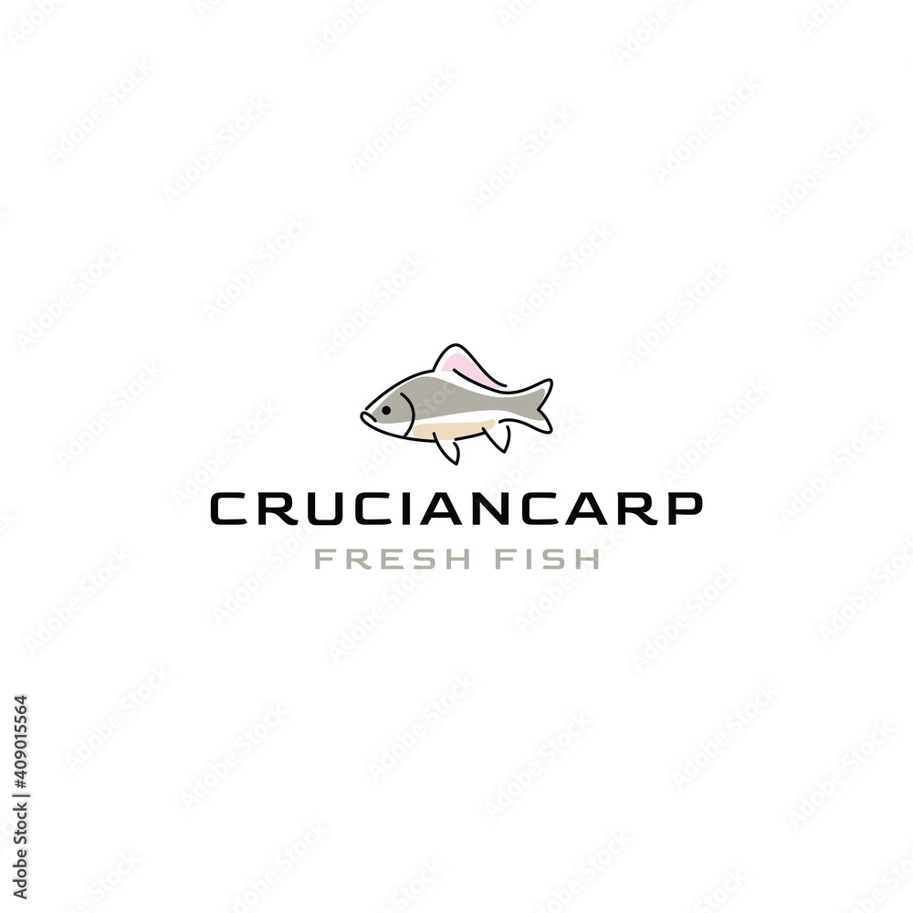crucian carp fish logo emblem label seafood vector icon