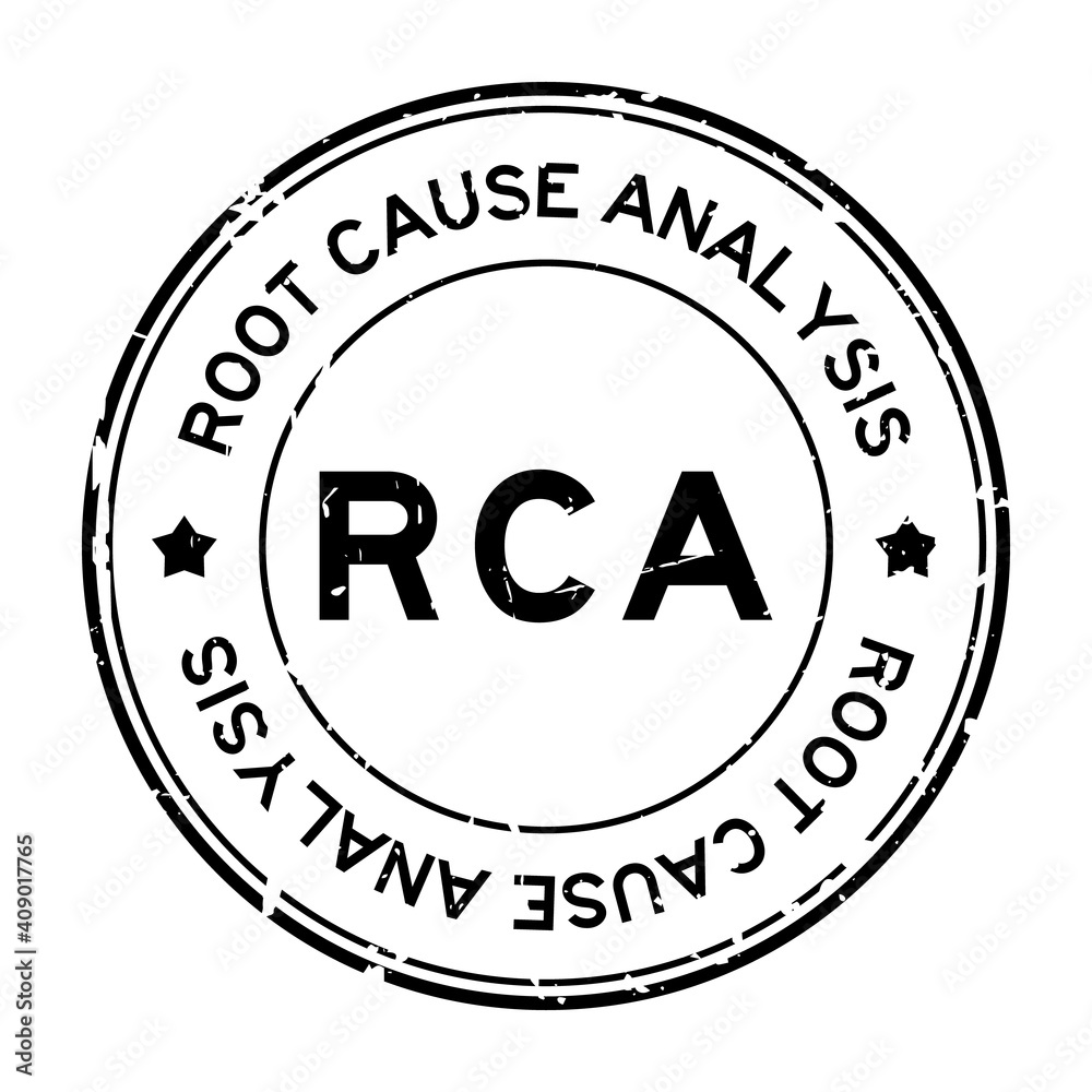 Grunge black RCA root cause analysis word round rubber seal stamp on white background Grunge black RCA root cause analysis word round rubber seal stamp on white background
