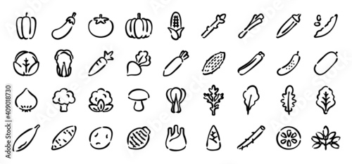Vegetable Icon Set (Hand-drawn line version)