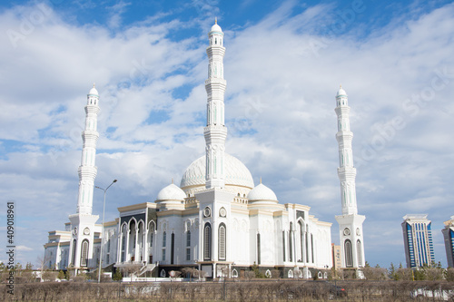 View of Hazrat Sultan Mosque in Nur-Sultan, Kazakhstan