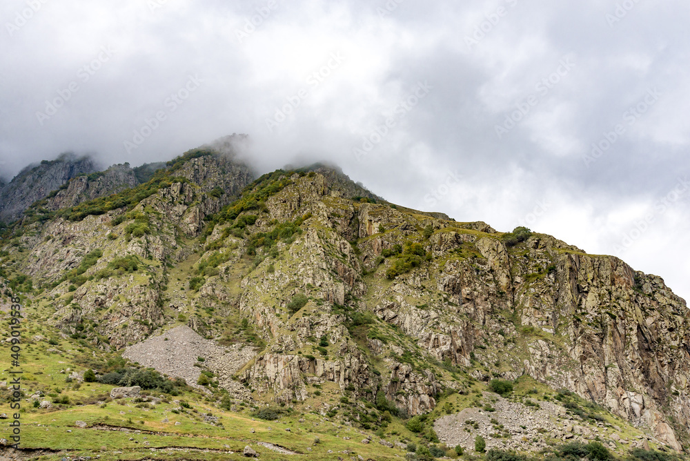 Beautiful landscapes with high mountains of Georgia, altitude above sea level 2000m