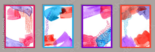 Watercolor minimalist canvas vector set.