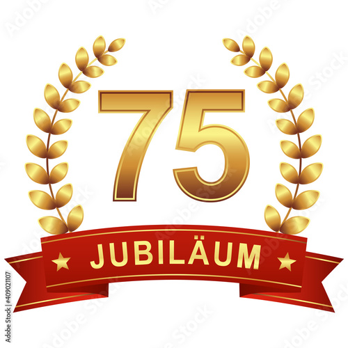 Jubilee button with banner 75 years