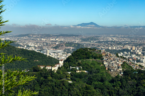City of Rio de Janeiro, view of the slum, Maracana stadium, and city.