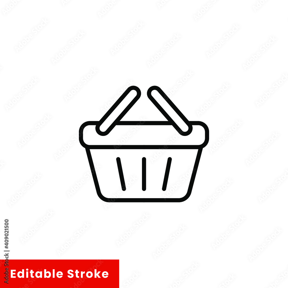 Shopping basket icon. Simple line style for web template and app. Shop, cart, bag, store, online, purchase, buy, retail, vector illustration design on white background. Editable stroke EPS 10 Shopping basket icon. Simple line style for web template and app. Shop, cart, bag, store, online, purchase, buy, retail, vector illustration design on white background. Editable stroke EPS 10
