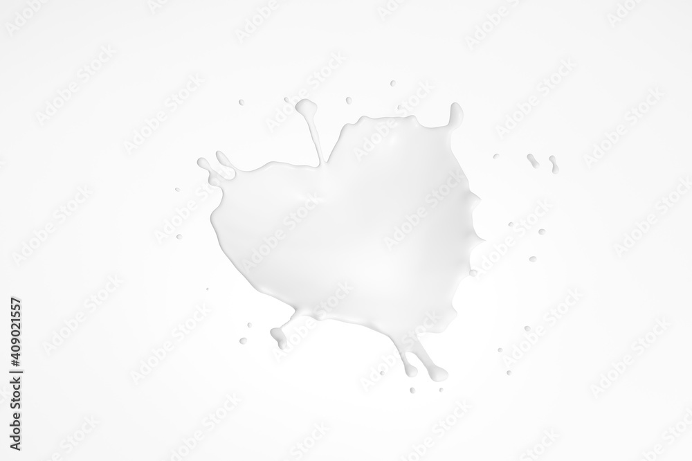 Obraz premium Splash some drink water look like heart shape on white background 3d rendering. 3d illustration Water spread of Love and Valentines Day greeting card template minimal concept.