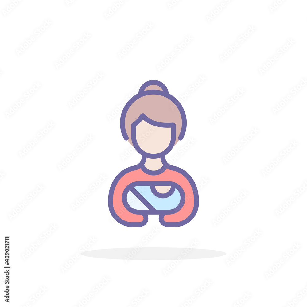 Mother icon in filled outline style. Mother icon in filled outline style.