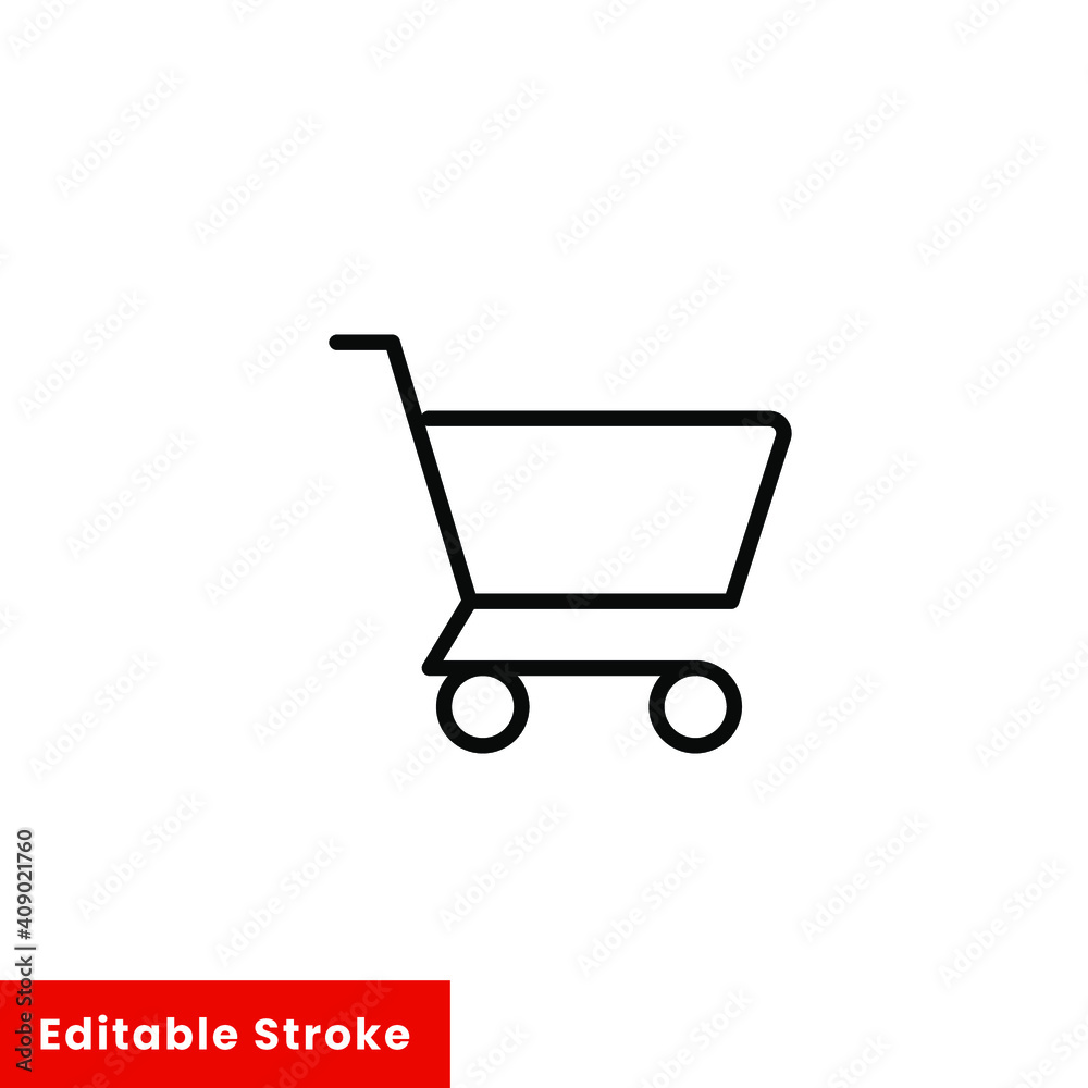 Shopping cart icon. Simple line style for web template and app. Shop, basket, bag, store, online, purchase, buy, retail, vector illustration design on white background. Editable stroke EPS 10 Shopping cart icon. Simple line style for web template and app. Shop, basket, bag, store, online, purchase, buy, retail, vector illustration design on white background. Editable stroke EPS 10
