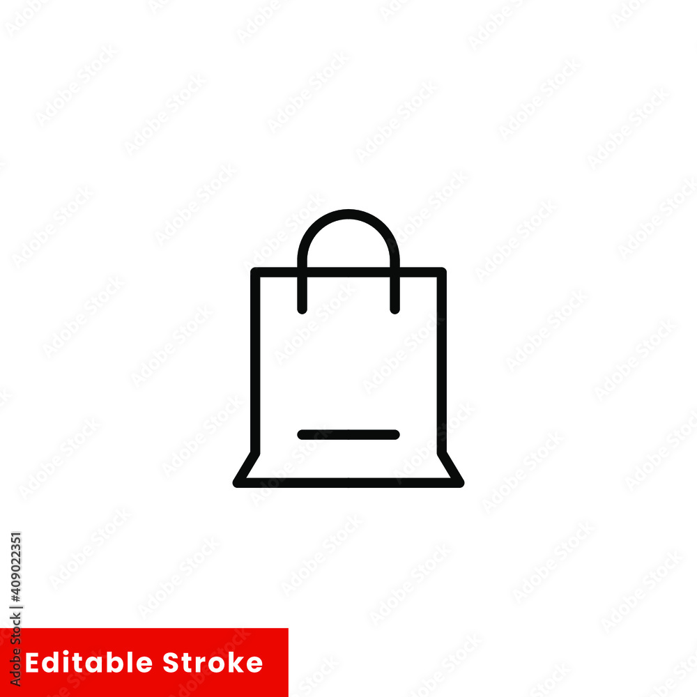 Shopping bag icon. Simple line style for web template and app. Shop, basket, cart, store, online, purchase, buy, retail, vector illustration design on white background. Editable stroke EPS 10 Shopping bag icon. Simple line style for web template and app. Shop, basket, cart, store, online, purchase, buy, retail, vector illustration design on white background. Editable stroke EPS 10