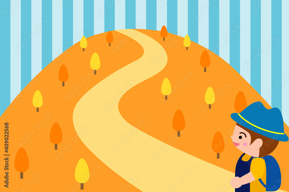 紅葉した山を登る子供 Stock イラスト Adobe Stock
