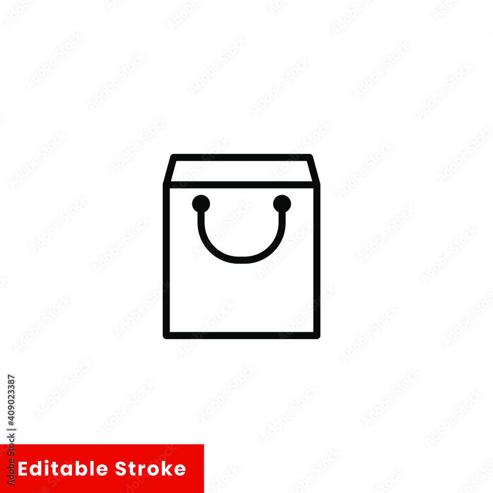 Shopping bag icon. Simple line style for web template and app. Shop, basket, cart, store, online, purchase, buy, retail, vector illustration design on white background. Editable stroke EPS 10