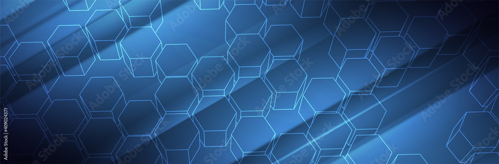 Blue technology background. 3d hexagon shapes. Futuristic vector illustration Blue technology background. 3d hexagon shapes. Futuristic vector illustration