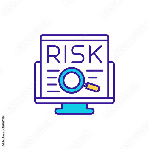Website security RGB color icon. Web analysis for risks. Privacy and safety. Online surveillance. Warehouse management. Business administration, retail service. Isolated vector illustration © bsd studio