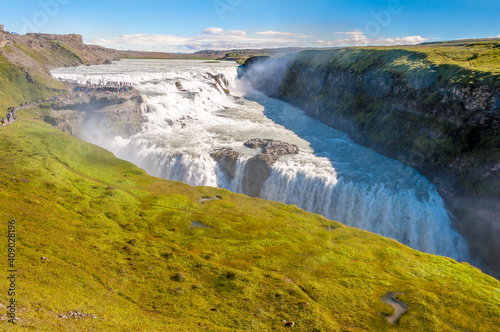 Gullfoss waterfall at Hvita river is one of the biggest and the most magnificient in Iceland