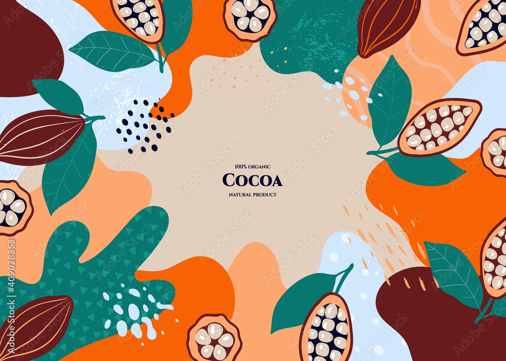 Bilde på lerret Vector frame with doodle cocoa and abstract elements