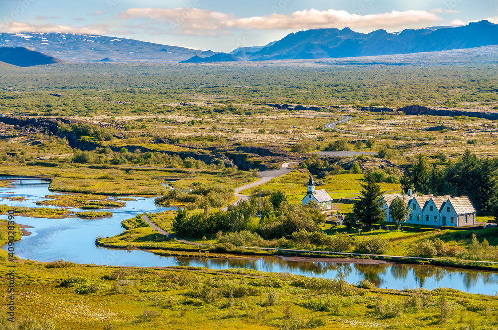 Fototapeta premium Thingvellir National Park is not just a beauty of nature, but also place of first Icelandic parliament
