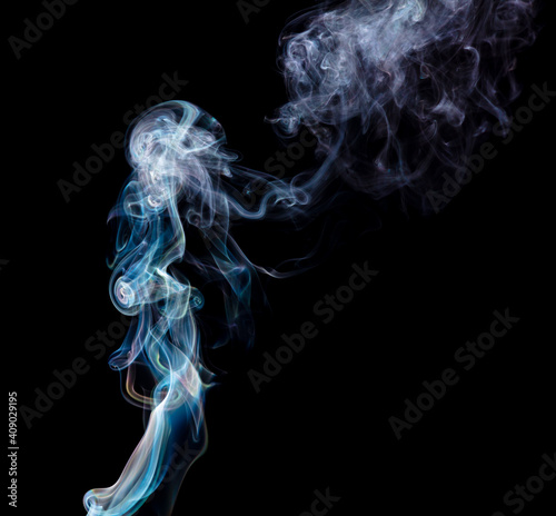 Smoke isolated on black background.