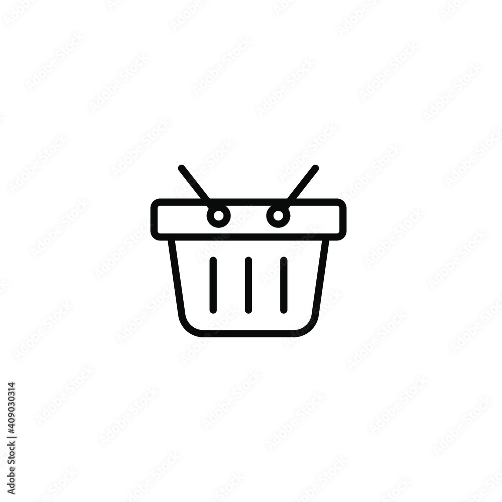Shopping basket icon. Simple line style for web template and app. Shop, cart, bag, store, online, purchase, buy, retail, vector illustration design on white background. EPS 10