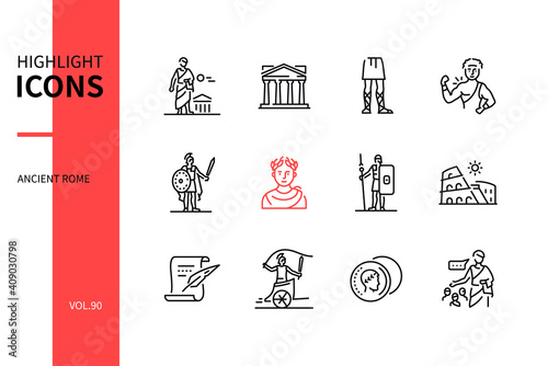 Ancient Rome - modern line design style icons set