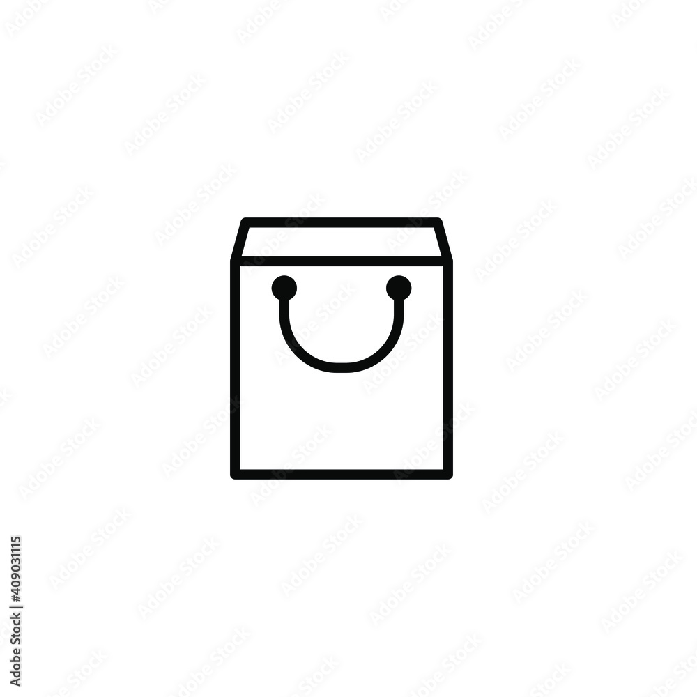 Shopping bag icon. Simple line style for web template and app. Shop, basket, cart, store, online, purchase, buy, retail, vector illustration design on white background. EPS 10