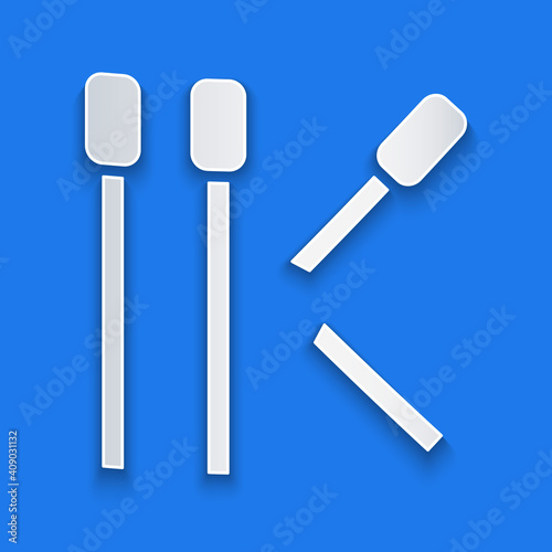 Paper cut Matches icon isolated on blue background. Paper art style. Vector.
