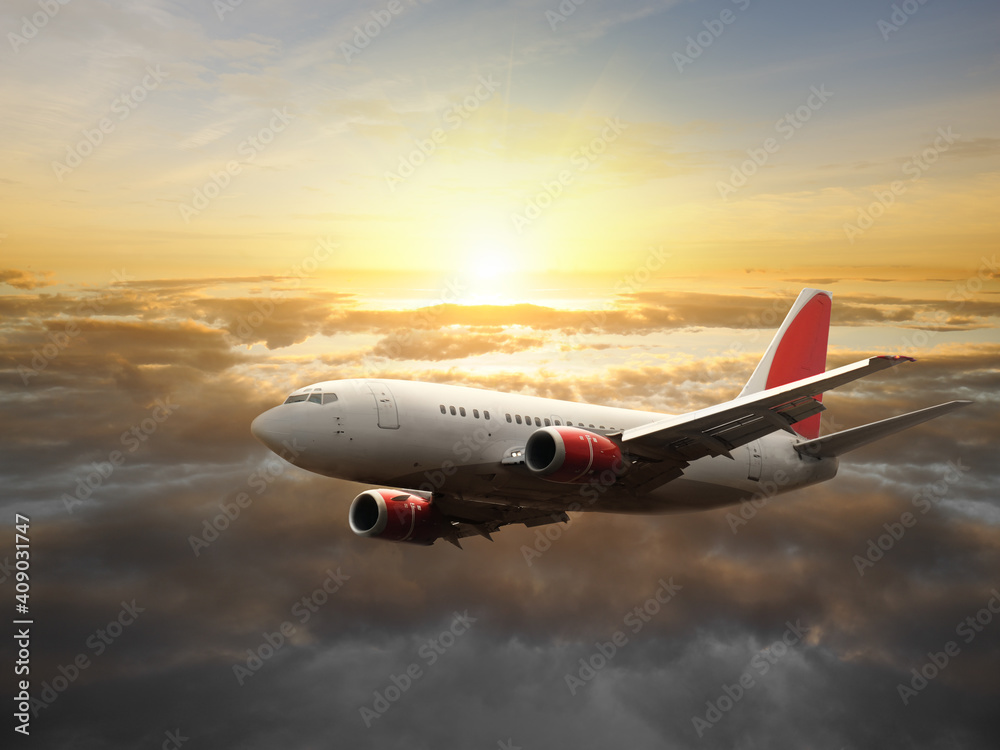 airplane at sunset airplane at sunset