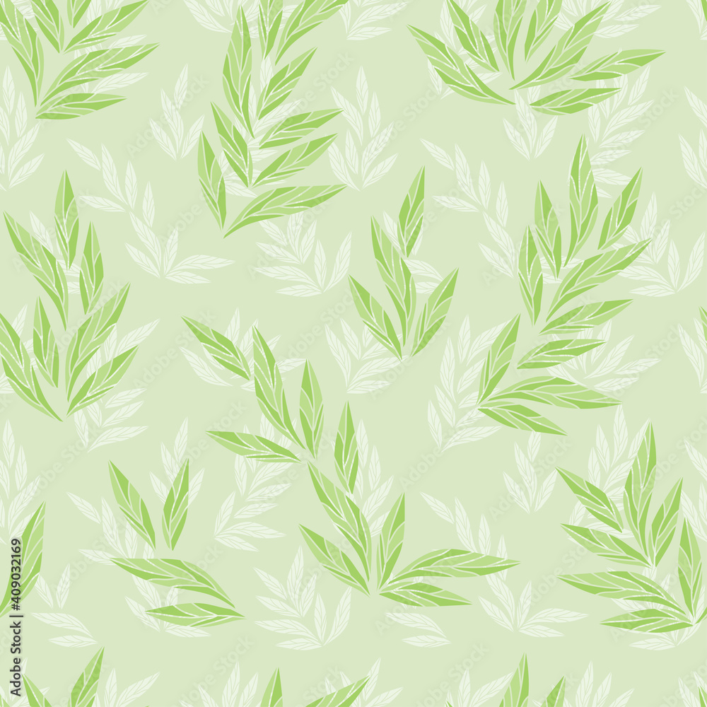 Fototapeta premium Foliage seamless pattern. Leaves background. Green background with leafs. 