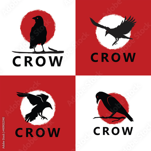 Set crow logo template design