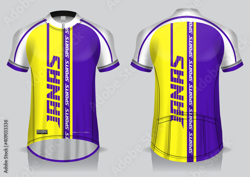 Jersey cycling template design uniform front and back view