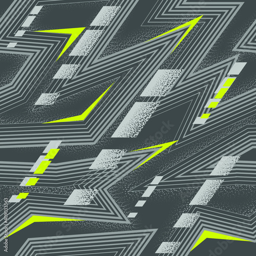 Abstract seamless geometric pattern. Textured arrows endless ornament. Geometrical grunge repeat print for boy textile, sport clothes, wrapping paper.