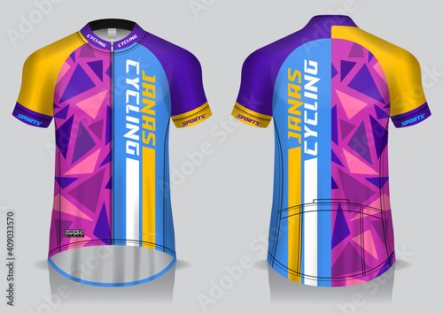 Jersey cycling template design uniform front and back view