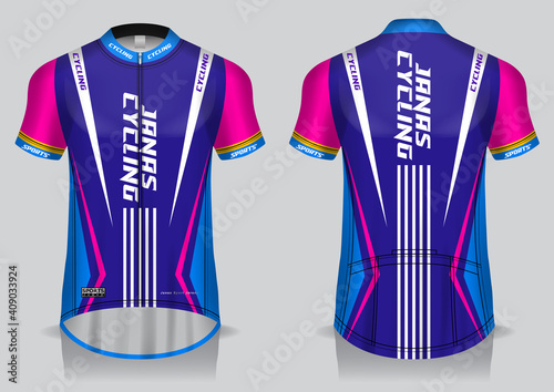 Jersey cycling template design uniform front and back view